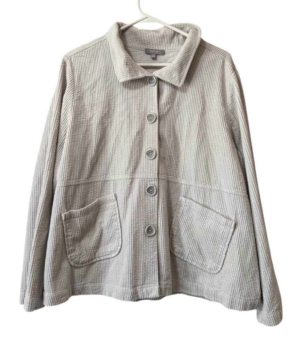 Habitat Clothes To Live In Button Down Textured Jacket Women Size Large Cotton